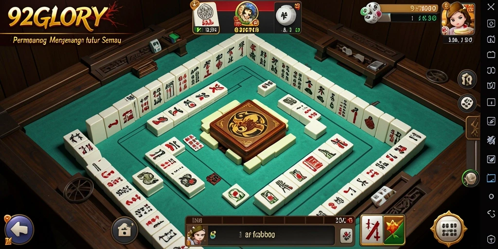 Tampilan gameplay 92GLORY yang mendebarkan saat mencocokkan ubin Mahjong.