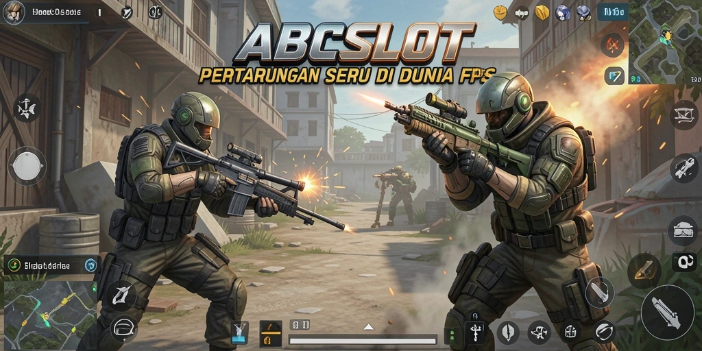 Screenshot utama ABCSLOT menampilkan aksi tembak-menembak yang seru.