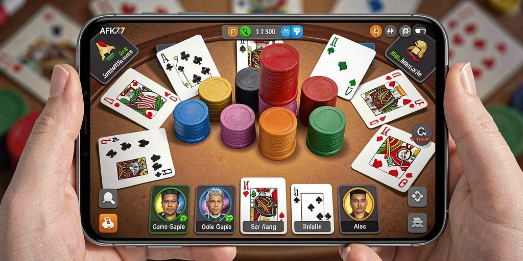 Screenshot utama AFK77 menampilkan permainan Gaple yang seru.