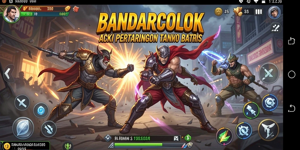 Screenshot utama BANDARCOLOK menunjukkan aksi pertarungan yang dramatis dan mendebarkan.