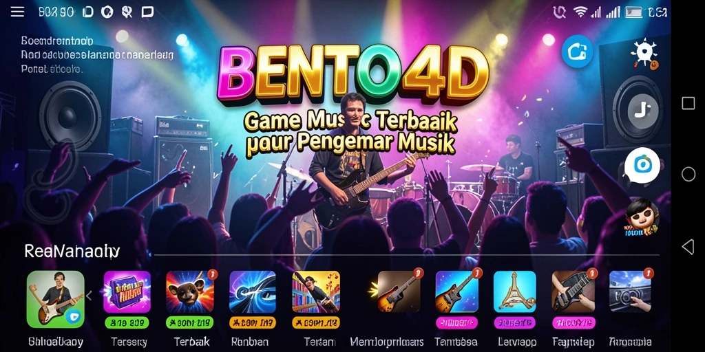Tangkapan layar gameplay BENTO4D menampilkan aksi musik yang mendebarkan.
