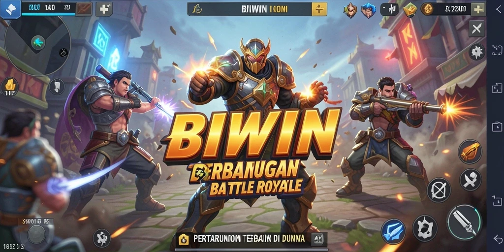 Screenshot gameplay BIWIN yang menunjukkan aksi pertarungan Battle Royale yang seru.