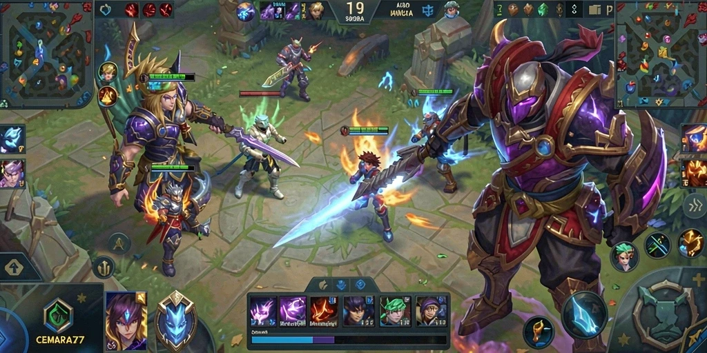 Gameplay seru CEMARA77 dengan pertarungan epik dan karakter unik.