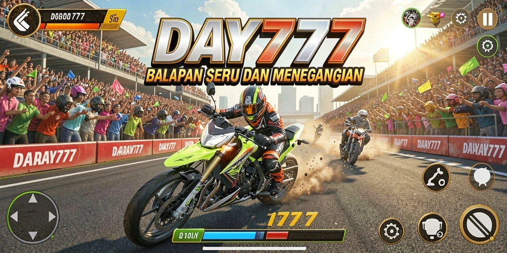 Tampilan gameplay balapan yang mendebarkan di DAY777.