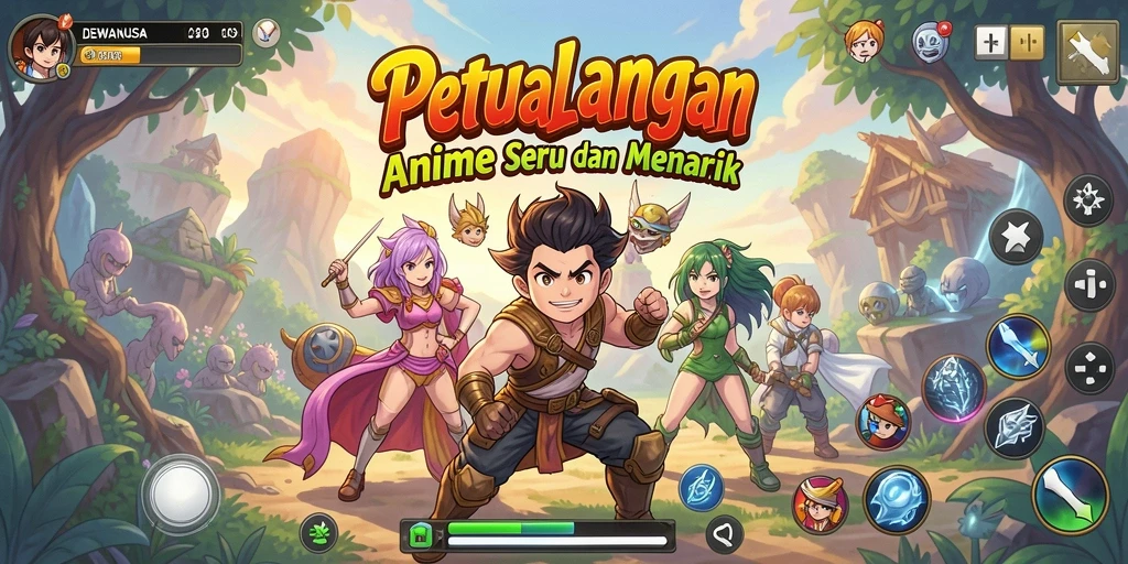 Tampilan gameplay menarik dari DEWANUSA yang penuh warna dan karakter.