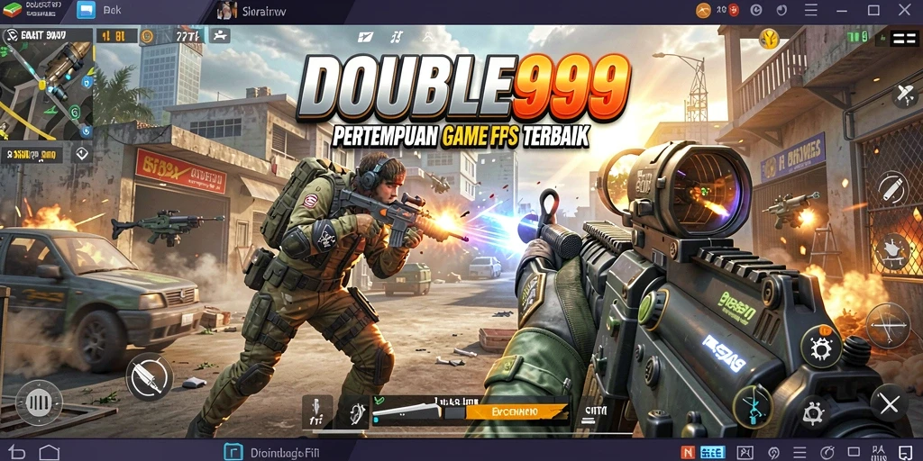 Tangkapan layar gameplay DOUBLE999 menampilkan aksi pertempuran yang menarik.
