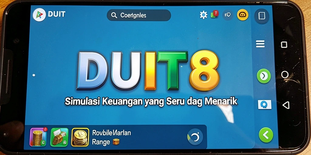 Screenshot gameplay DUIT8 menunjukkan interaksi pengguna dan tantangan keuangan.