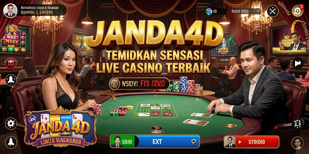 Screenshot JANDA4D menampilkan dealer live dan gameplay seru di Live Casino.