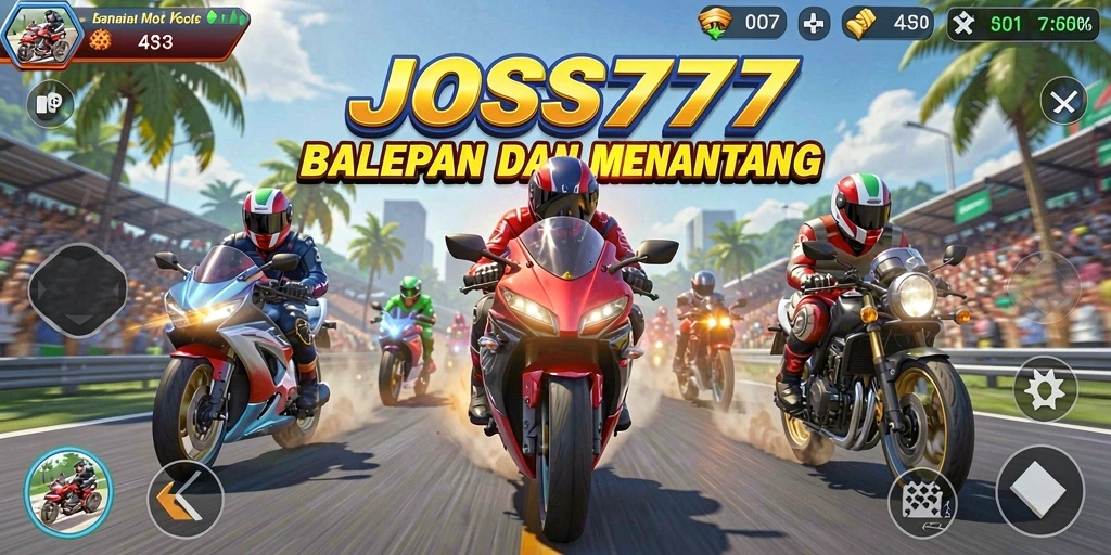 Tampilan gameplay balapan motor yang seru dan intens.