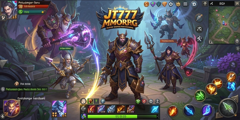Tampilan gameplay JT777 yang menampilkan aksi seru dalam MMORPG.