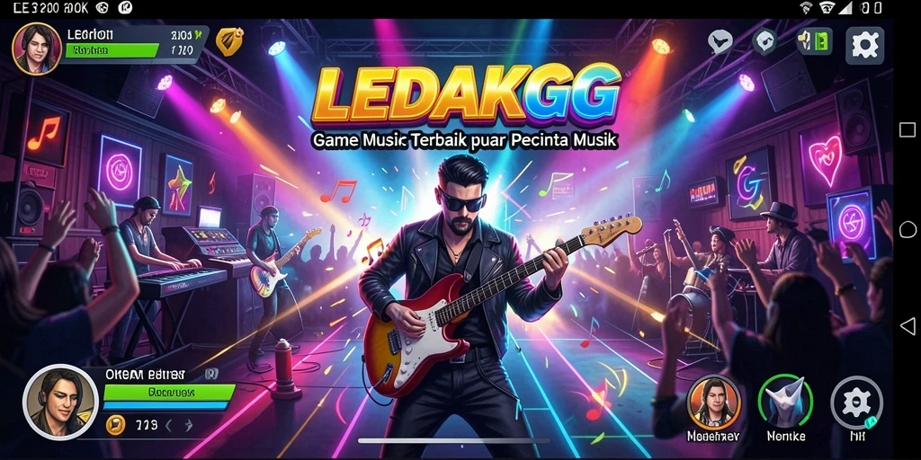 Screenshot LEDAKGG menampilkan gameplay yang seru dan interaktif dengan musik.