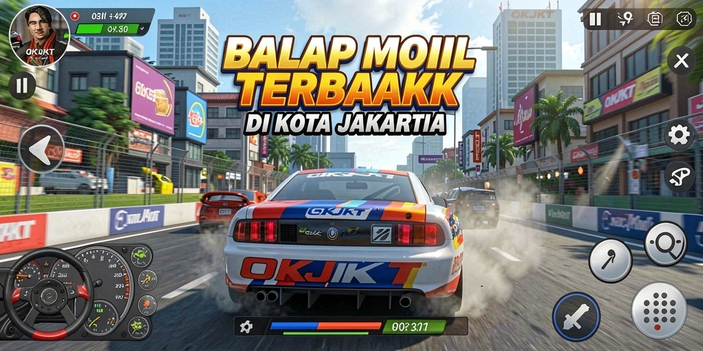 Screenshot OKJKT menunjukkan pengalaman balapan yang mendebarkan dan grafis yang menakjubkan.