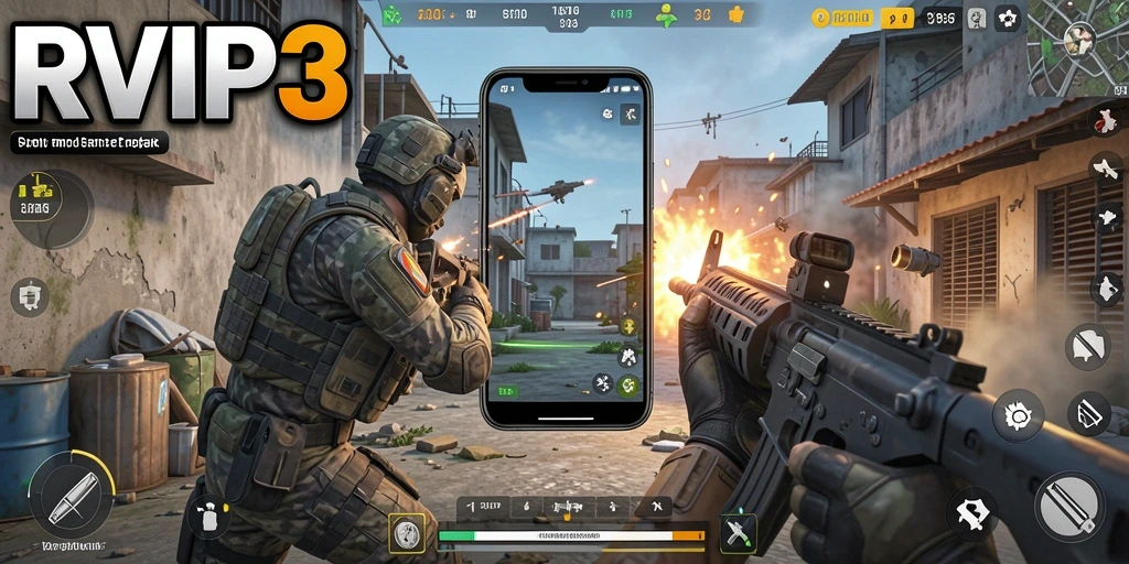 Gameplay seru RVIP3 dengan aksi tembak-menembak yang intens.
