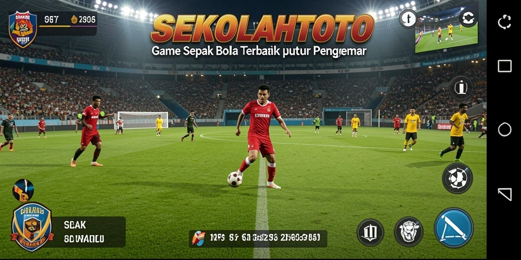 Tampilan gameplay yang mendebarkan dalam SEKOLAHTOTO, menunjukkan pertandingan sepak bola yang intens.