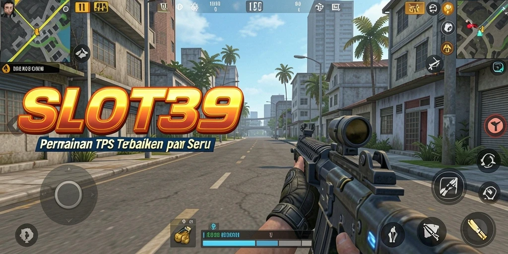 Screenshot gameplay SLOT39 menunjukkan aksi seru dalam pertempuran TPS.