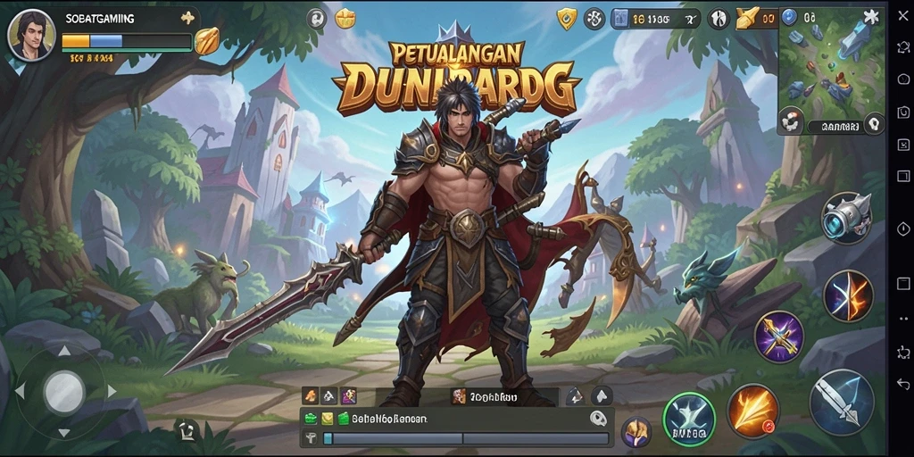 Screenshot utama dari gameplay yang menarik dan penuh aksi dalam RPG.
