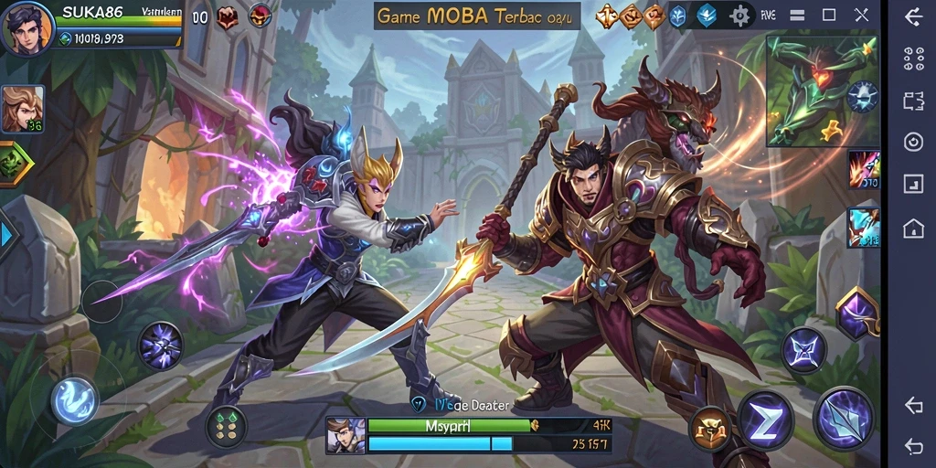 Tangkapan layar menunjukkan aksi seru dalam gameplay MOBA.